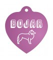 Růžová ID známka pro psy srdce s gravírováním